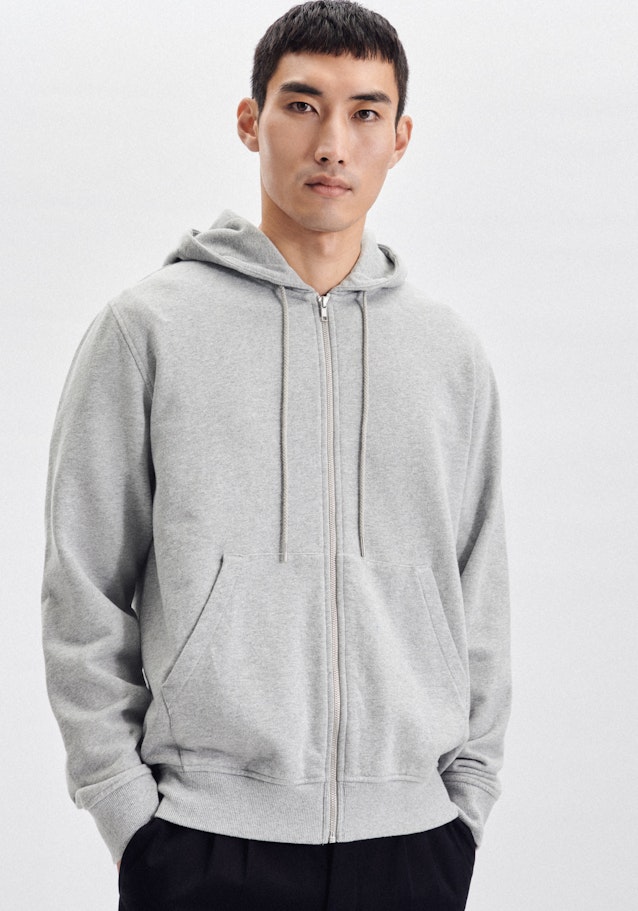 Regular Sweat-Jacke Uni in Grau | Seidensticker Onlineshop