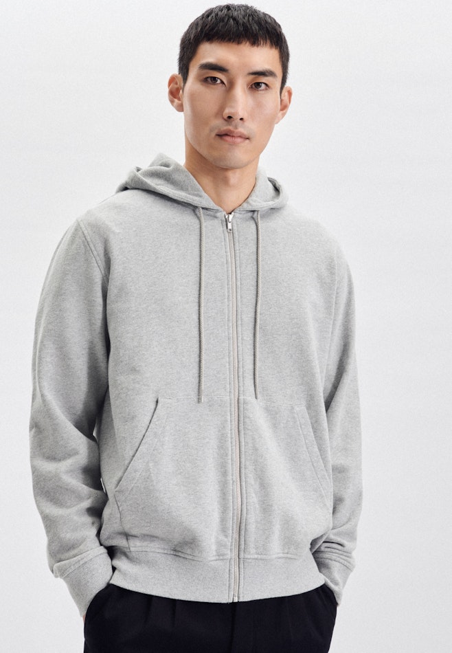 Kapuze Sweat-Jacke Regular in Grau | Seidensticker Onlineshop