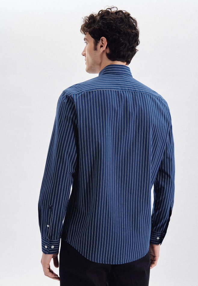 Popeline Casual Hemd in Regular mit Button-Down-Kragen in Mittelblau | Seidensticker Onlineshop