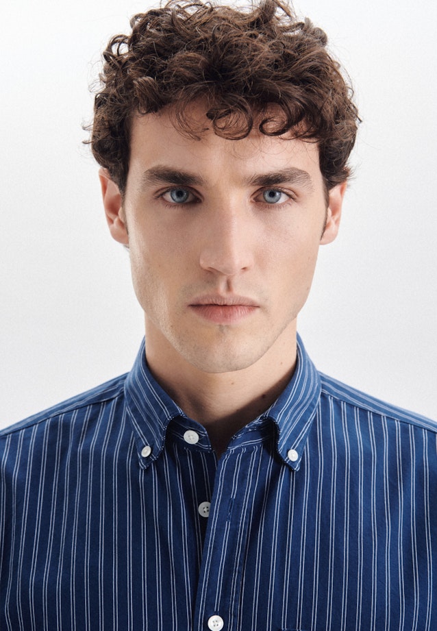 Regular Chemise décontractée rayures in Bleu Moyen |  Seidensticker Onlineshop