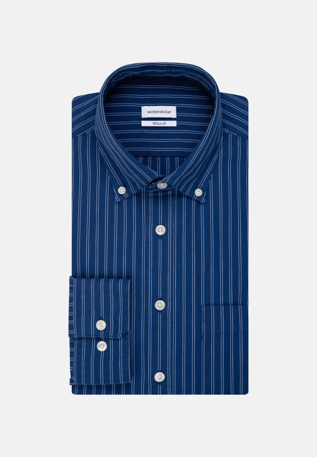Popeline Casual Hemd in Regular mit Button-Down-Kragen in Mittelblau |  Seidensticker Onlineshop