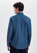 Regular Denimhemd Uni in Mittelblau |  Seidensticker Onlineshop