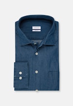 Regular Denimhemd Uni in Mittelblau |  Seidensticker Onlineshop