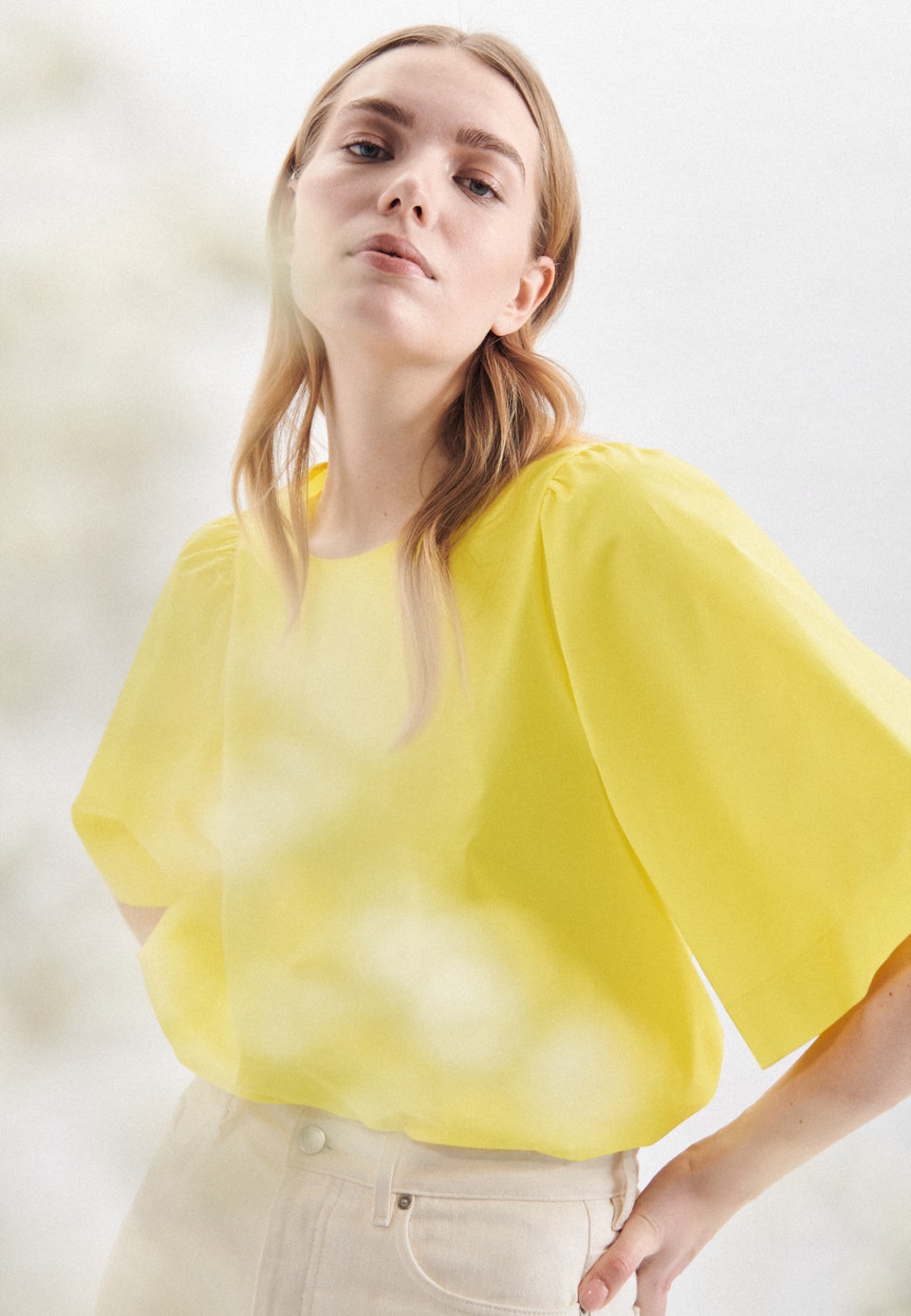 Rundhals Shirtbluse Regular Fit in Gelb |  Seidensticker Onlineshop