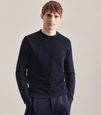 Crew Neck Sweater Uni in Dark Blue |  Seidensticker Onlineshop