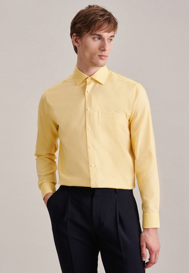 Non-iron Structure Business Shirt in Regular with Kent-Collar in Yellow |  Seidensticker Onlineshop