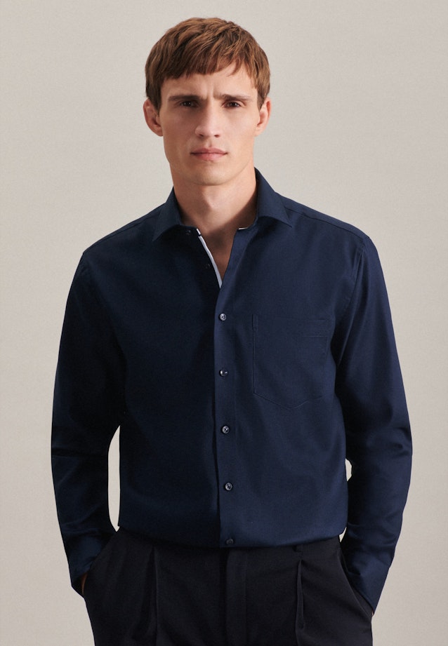 Regular Business shirt Structure in Dark Blue |  Seidensticker Onlineshop