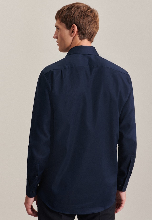 Non-iron Dobby Business shirt in Regular with Kent-Collar in Dark Blue |  Seidensticker Onlineshop