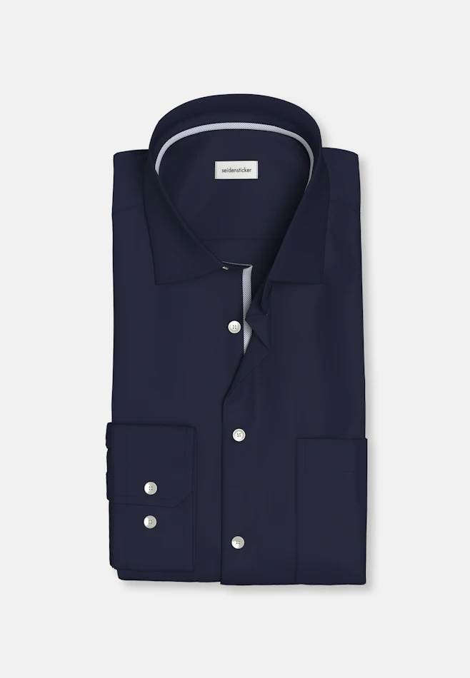Regular Chemise d'affaires Structure dans Bleu Foncé | Boutique en ligne Seidensticker