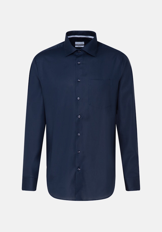 Non-iron Structure Business Shirt in Regular with Kent-Collar in Dark Blue |  Seidensticker Onlineshop
