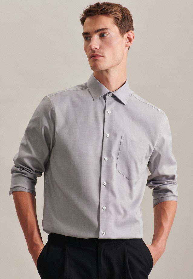 Regular Business shirt Structure in Grey |  Seidensticker Onlineshop