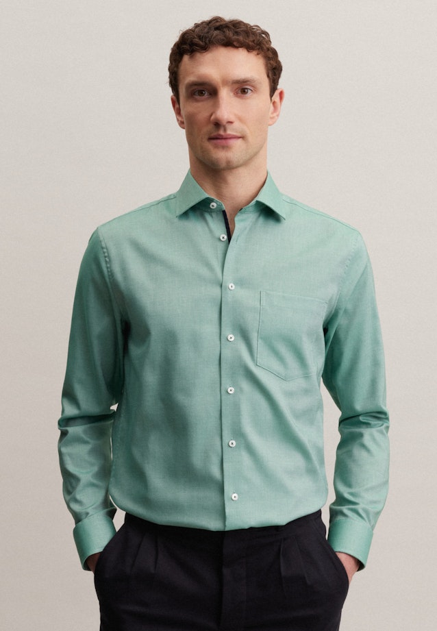 Non-iron Structure Business Shirt in Regular with Kent-Collar in Green |  Seidensticker Onlineshop