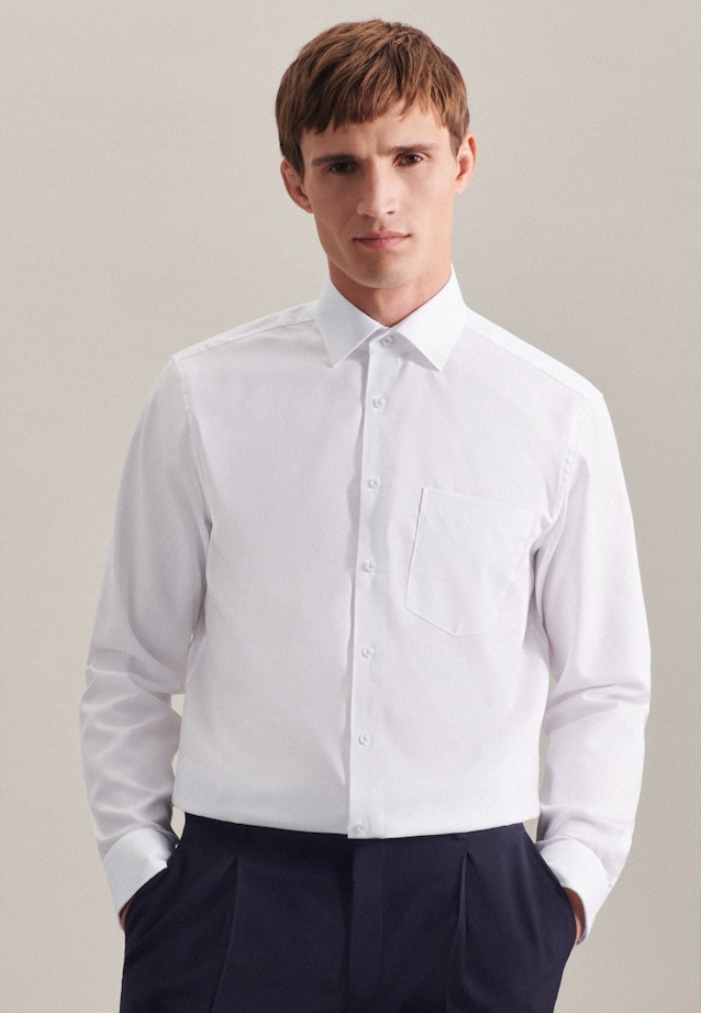 Non-iron Structure Business Shirt in Regular with Kent-Collar in White |  Seidensticker Onlineshop