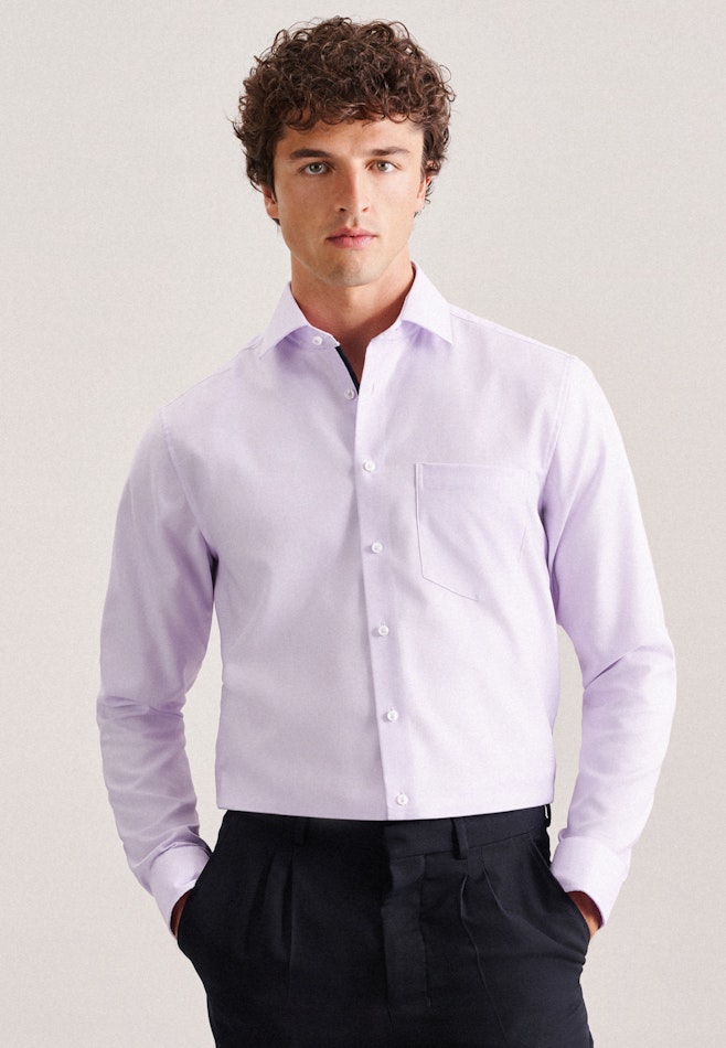 Non-iron Structure Business Shirt in Regular with Kent-Collar in Purple | Seidensticker online shop