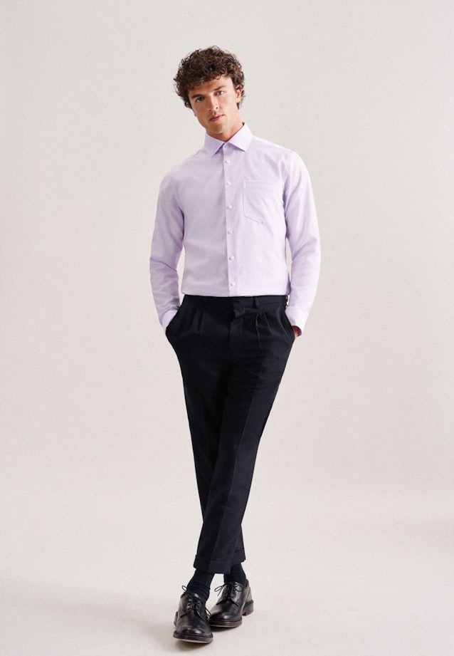 Chemise Business Regular Structuré Col Kent in Lilas |  Seidensticker Onlineshop