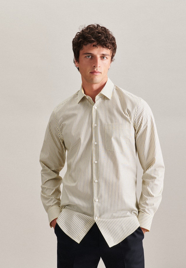 Non-iron Poplin Business Shirt in Regular with Kent-Collar in Yellow | Seidensticker Onlineshop