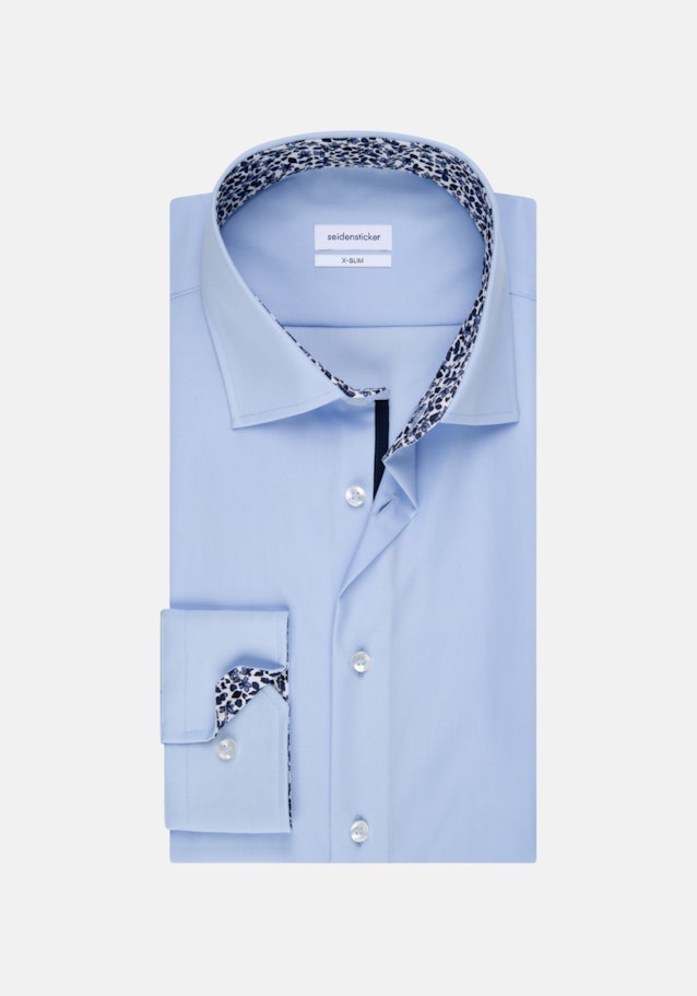 Non-iron Popeline Business overhemd in X-Slim with Kentkraag and extra long sleeve in Middelmatig Blauw |  Seidensticker Onlineshop