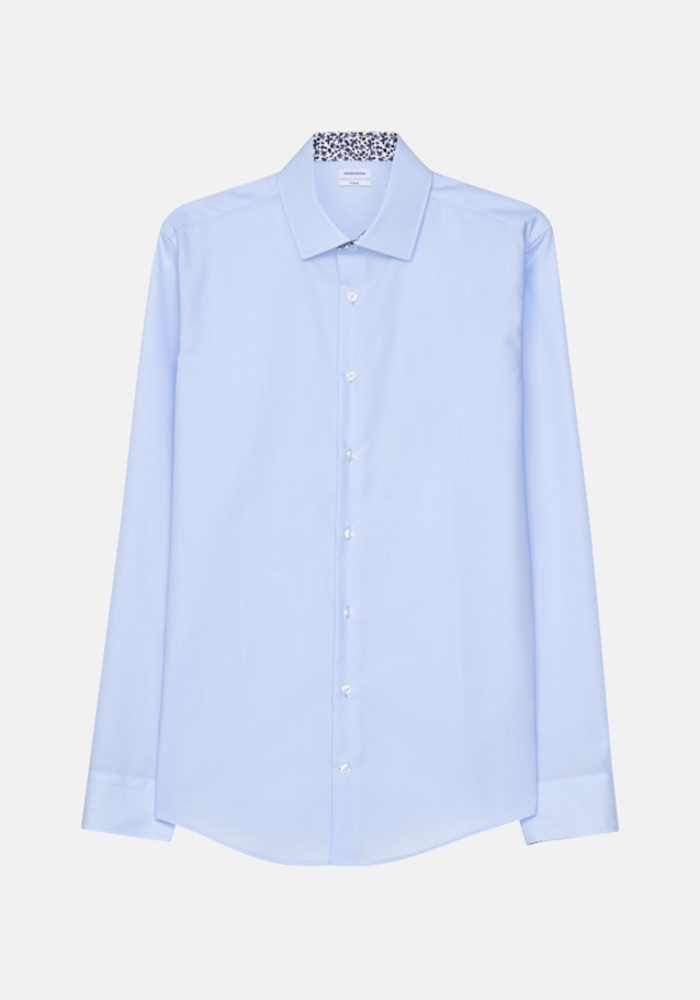 Non-iron Poplin Business Shirt in X-Slim with Kent-Collar and extra long sleeve in Medium Blue |  Seidensticker Onlineshop