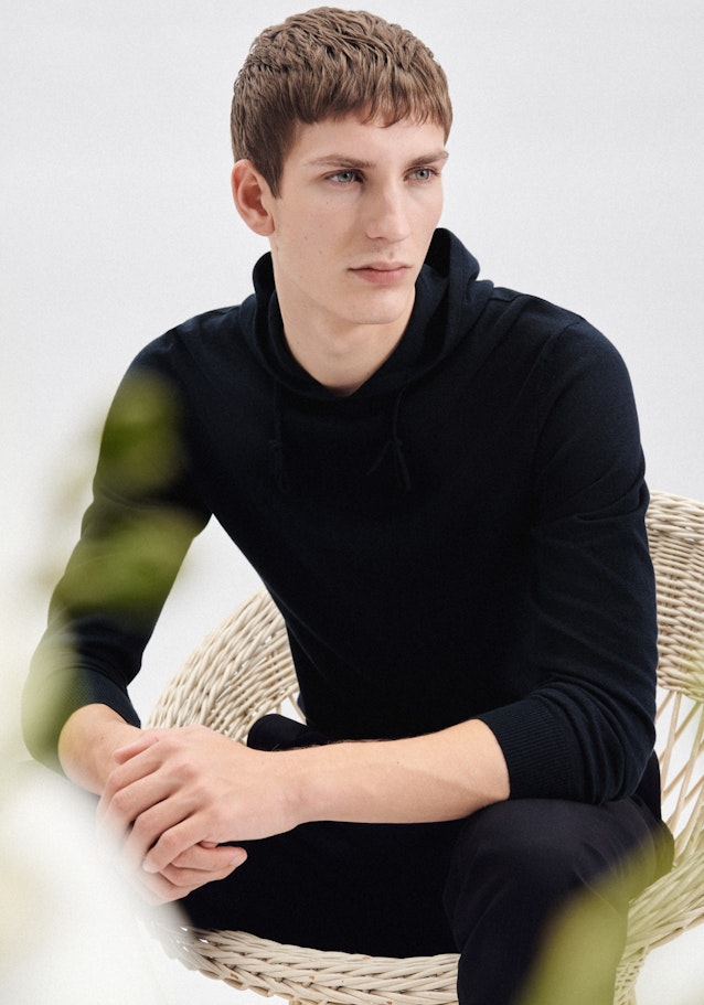 Regular Pullover Uni in Bleu Foncé | Seidensticker Onlineshop