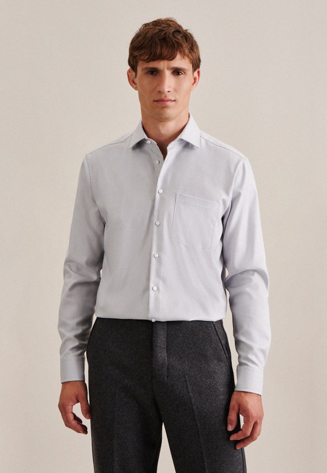 Easy-iron Twill Business Shirt in Regular with Kent-Collar in Grau | Seidensticker online shop