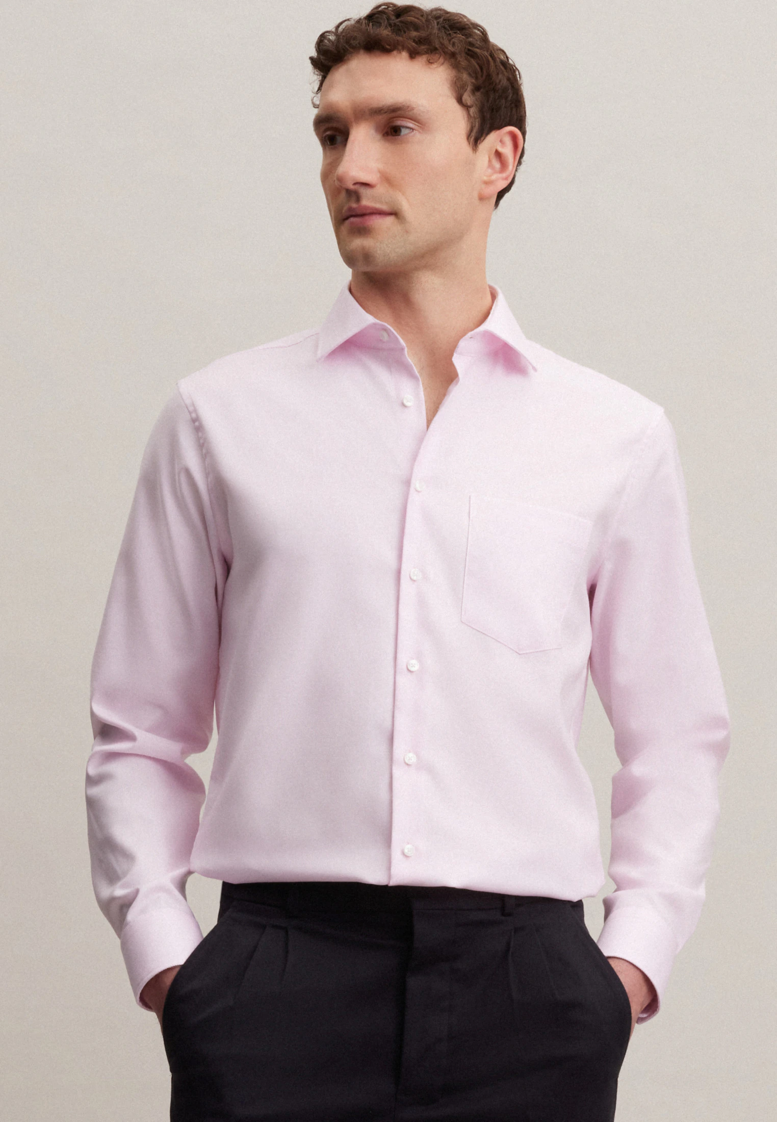 Regular Business Hemd Uni Rosa/Pink 42