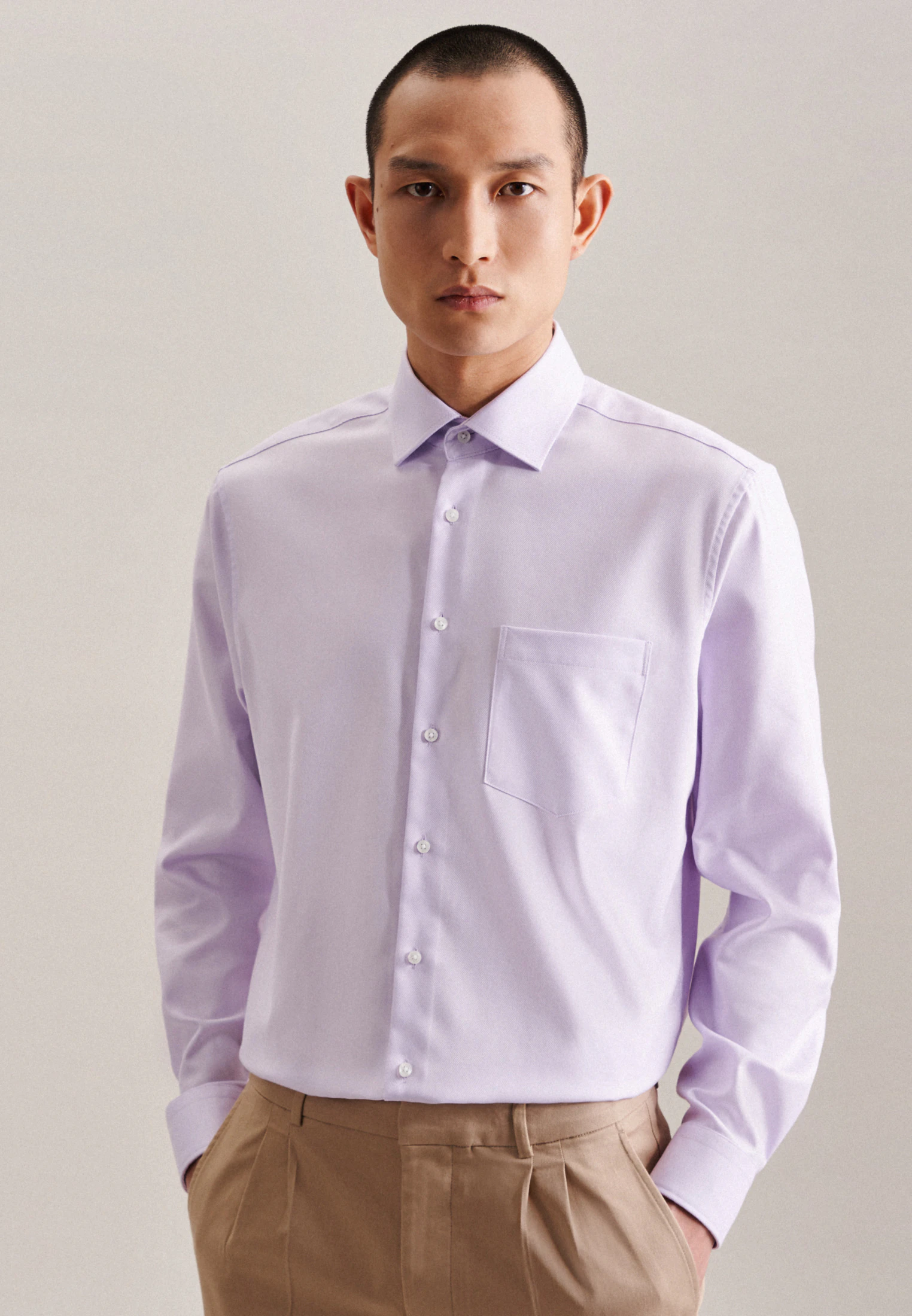 Regular Business Hemd Uni Rosa/Pink
