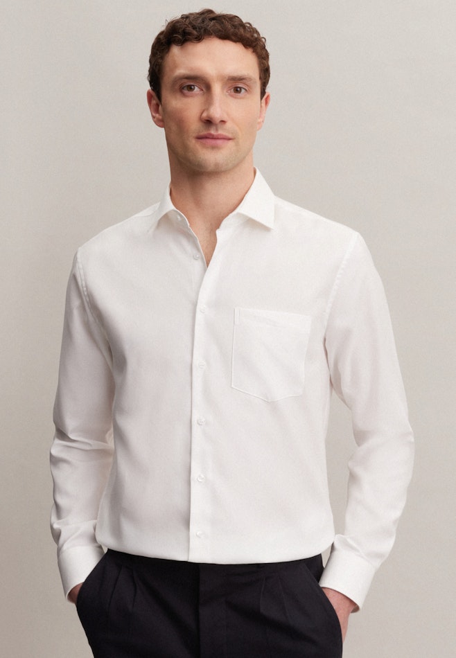 Easy-iron Twill Business Shirt in Regular with Kent-Collar in Ecru | Seidensticker online shop