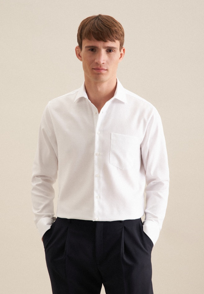 Easy-iron Twill Business Shirt in Regular with Kent-Collar in White | Seidensticker online shop