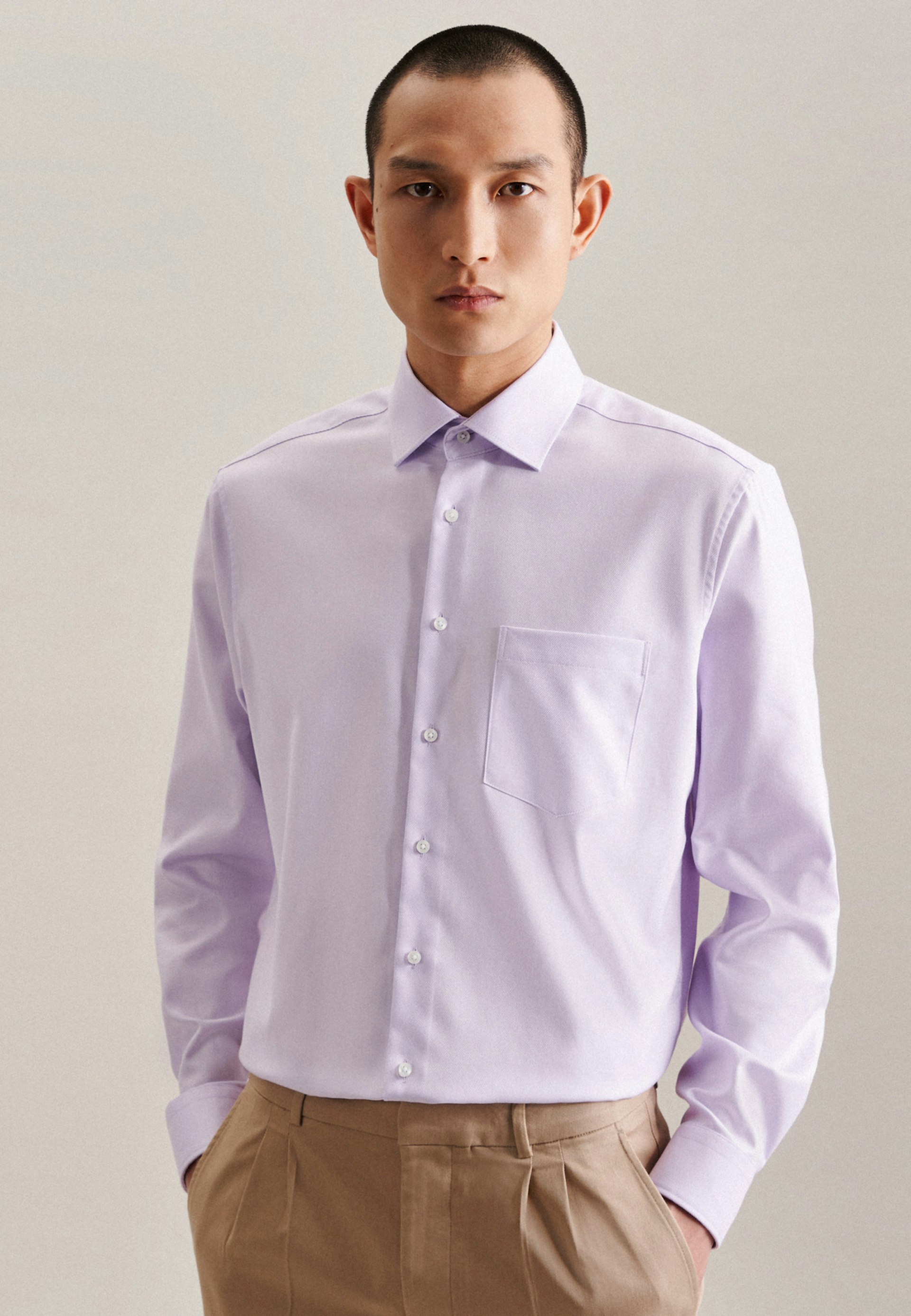 Easy-iron Twill Business Shirt in Regular with Kent-Collar