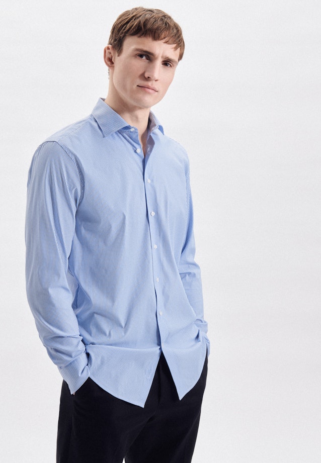 Regular Chemise performance carreaux in Bleu Clair |  Seidensticker Onlineshop