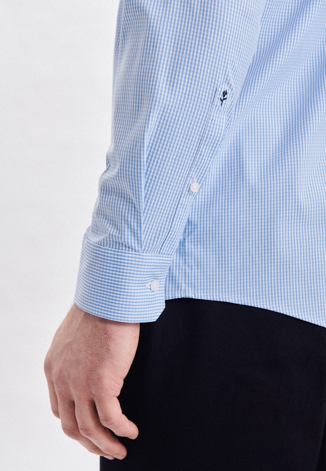 Regular Chemise performance carreaux in Bleu Clair |  Seidensticker Onlineshop