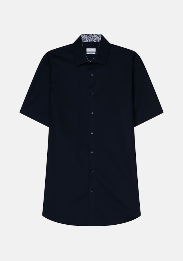 Non-iron Poplin Short Arm Business Shirt in Regular with Kent-Collar in Dark Blue |  Seidensticker Onlineshop