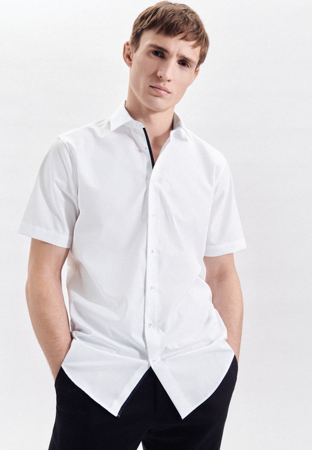 Non-iron Poplin Short sleeve Business Shirt in Regular with Kent-Collar in White |  Seidensticker Onlineshop