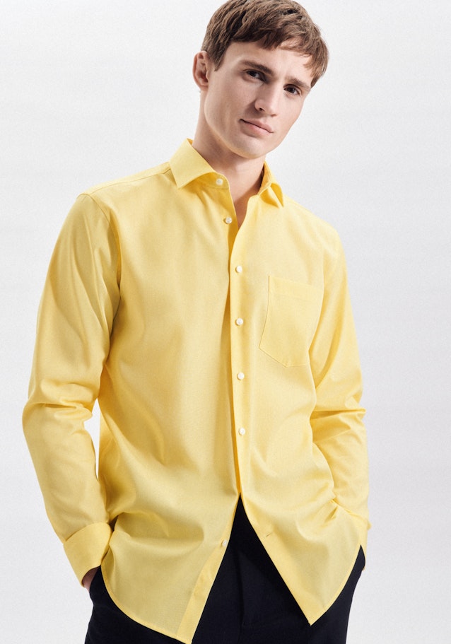 Non-iron Chambray Business Shirt in Regular with Kent-Collar in Yellow |  Seidensticker Onlineshop