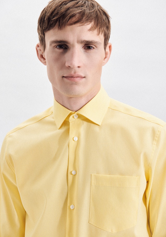 Bügelfreies Chambray Business Hemd in Regular mit Kentkragen in Gelb |  Seidensticker Onlineshop