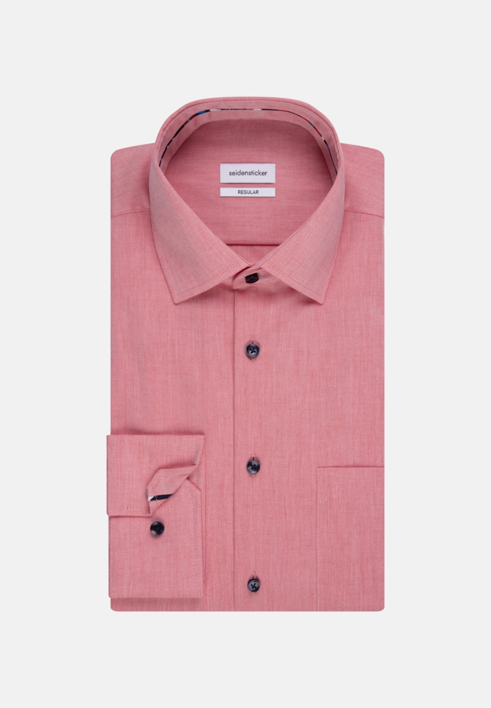 Bügelfreies Chambray Business Hemd in Regular mit Kentkragen in Rot |  Seidensticker Onlineshop