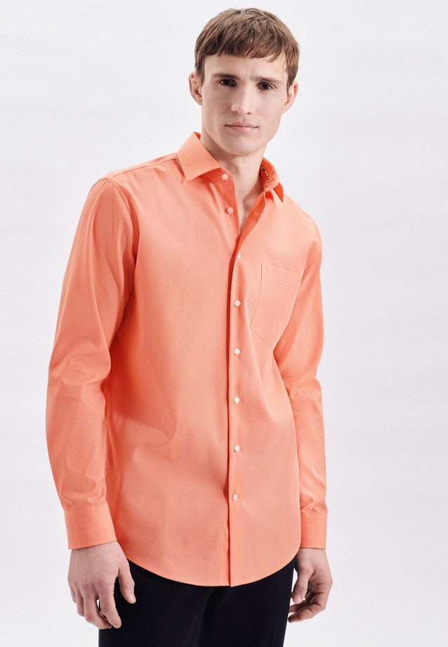 Bügelfreies Chambray Business Hemd in Regular mit Kentkragen in Orange |  Seidensticker Onlineshop