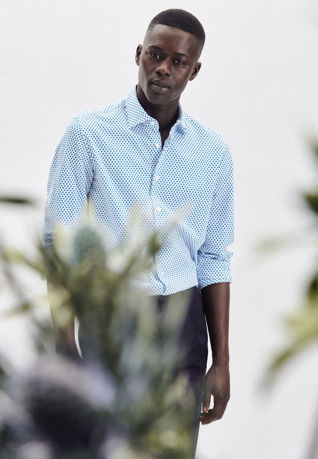 Slim Chemise performance Imprimé in Turquoise |  Seidensticker Onlineshop