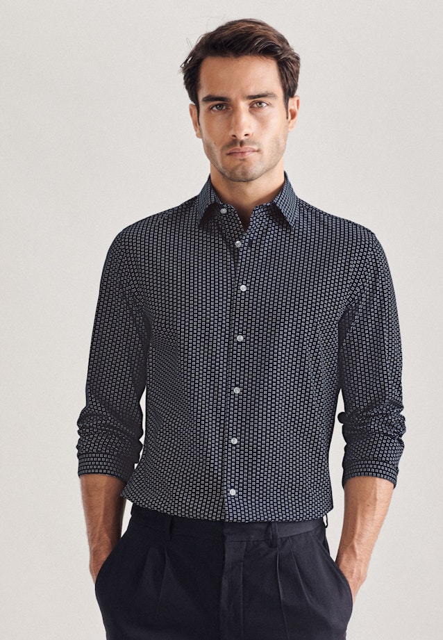 Slim Chemise performance Imprimé in Bleu Foncé |  Seidensticker Onlineshop