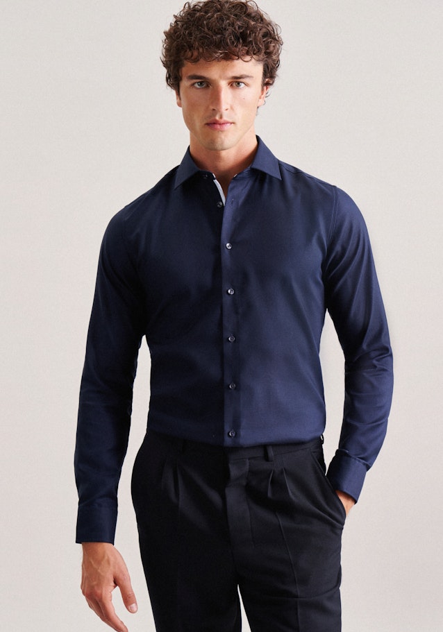 Non-iron Structure Business Shirt in X-Slim with Kent-Collar in Dark Blue | Seidensticker Onlineshop