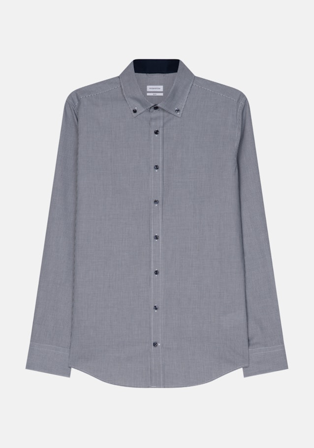 Bügelfreies Popeline Business Hemd in Slim mit Button-Down-Kragen in Dunkelblau |  Seidensticker Onlineshop