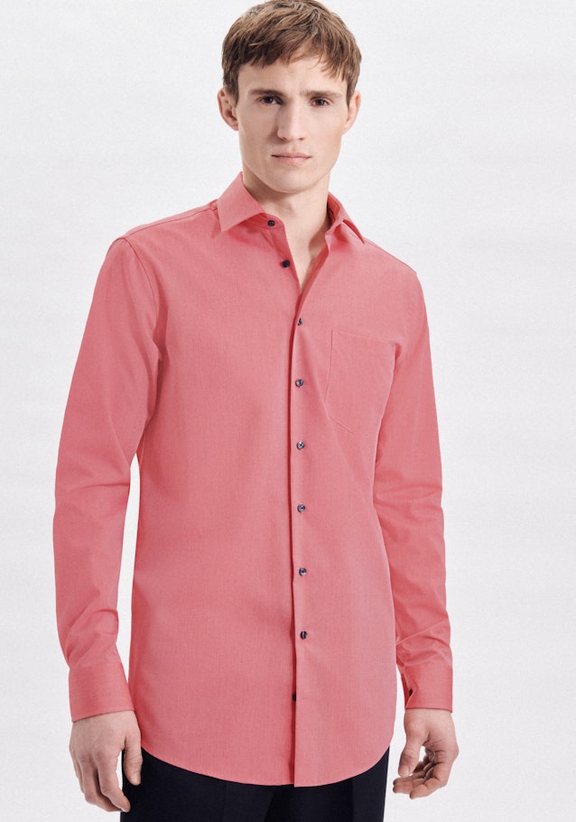 Bügelfreies Chambray Business Hemd in Regular mit Kentkragen und extra langem Arm in Rot |  Seidensticker Onlineshop