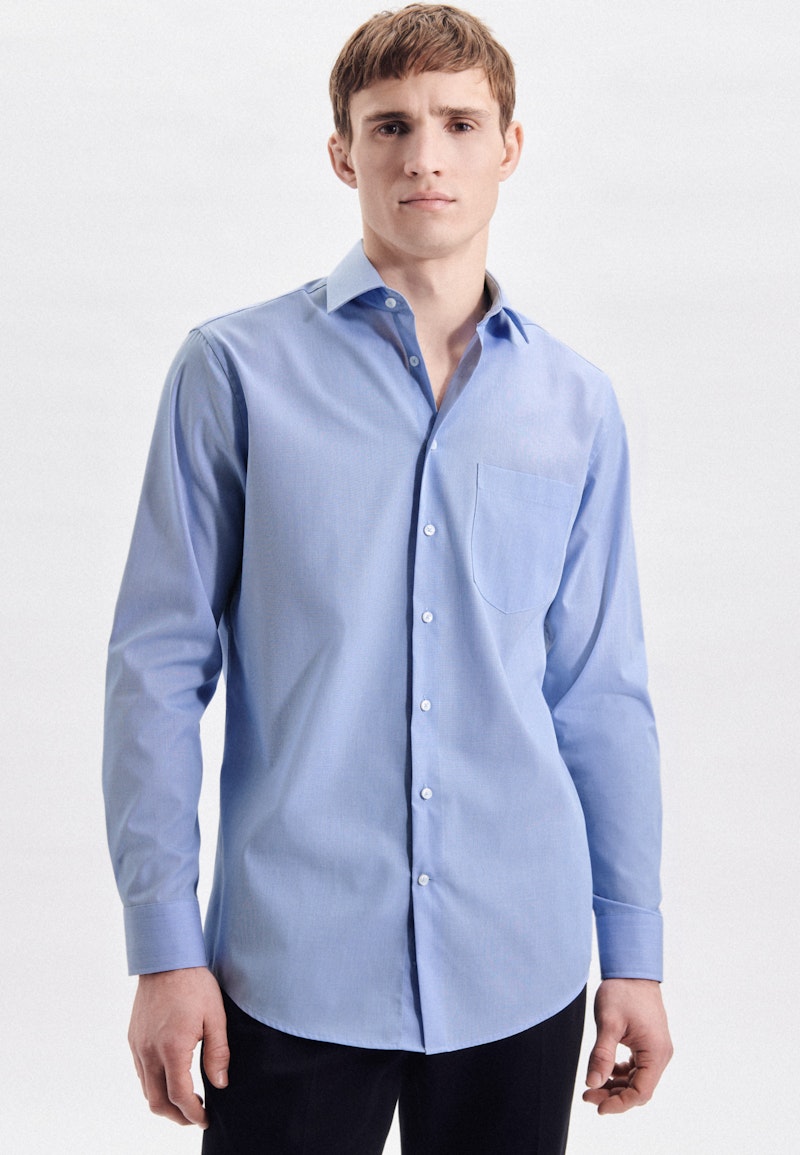 Non-iron Chambray Business Shirt in Regular with Kent-Collar and extra long sleeve