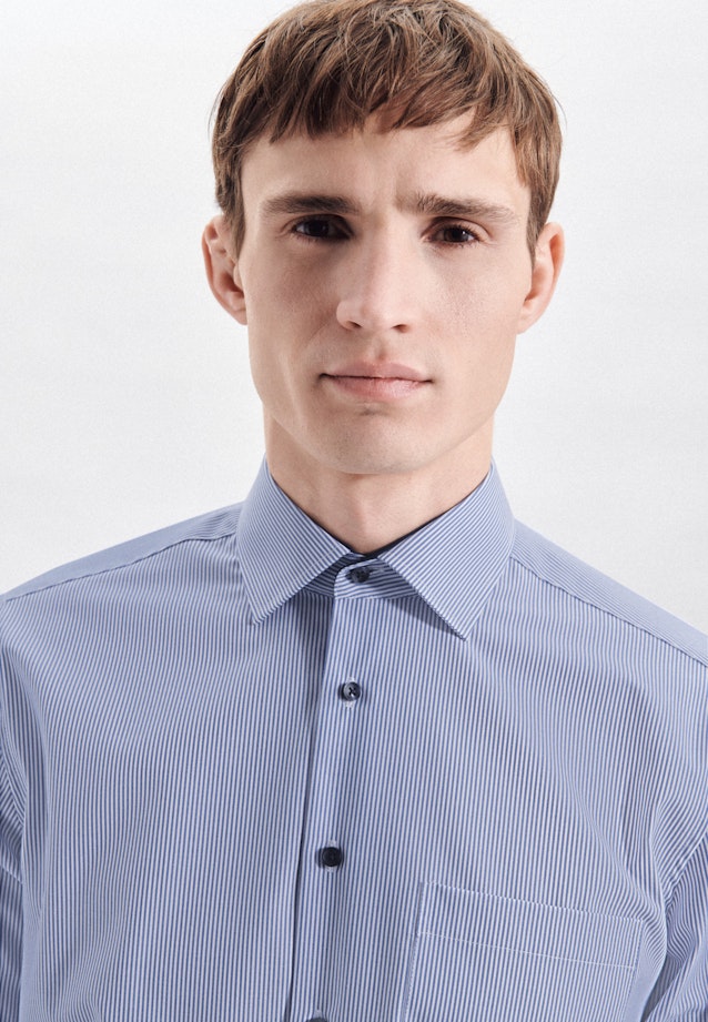 Regular Business Hemd Gestreift in Mittelblau |  Seidensticker Onlineshop