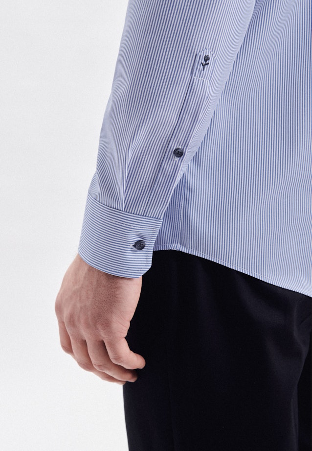 Regular Business Hemd Gestreift in Mittelblau |  Seidensticker Onlineshop