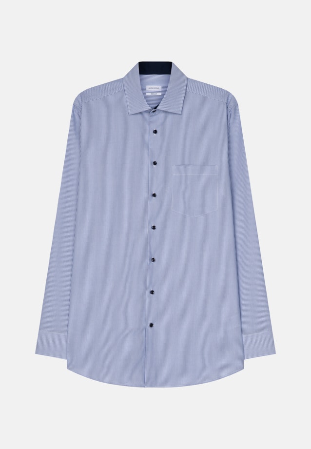 Regular Business Hemd Gestreift in Mittelblau |  Seidensticker Onlineshop