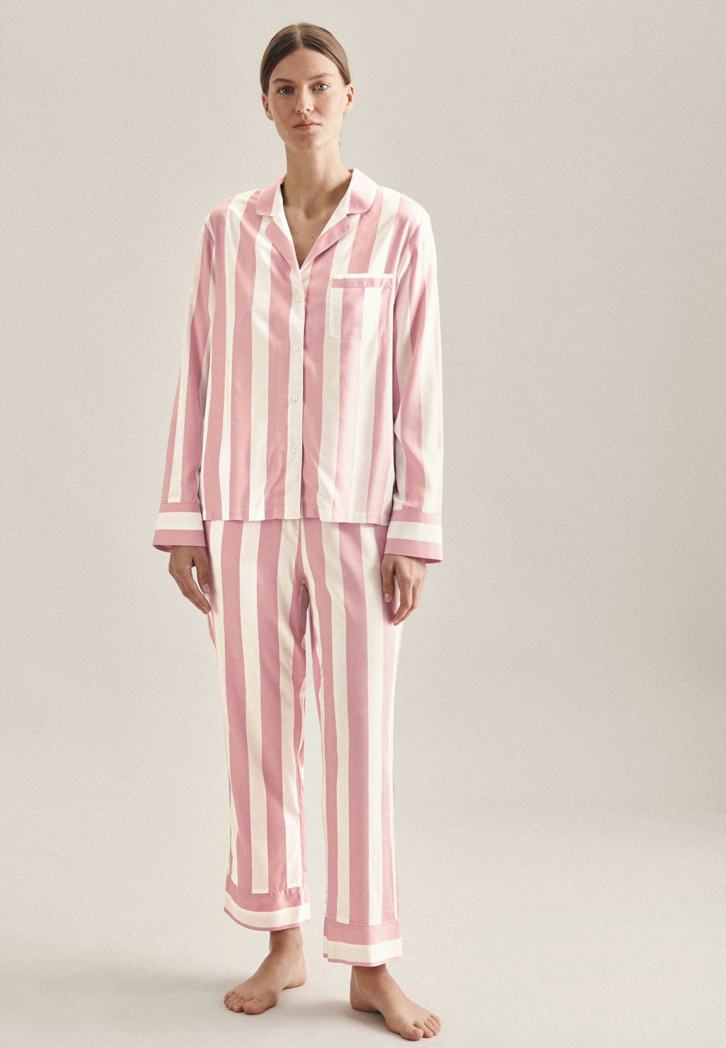 Gerader Schnitt (Normal-Fit) Pyjama A Rayures rose fuchsia
