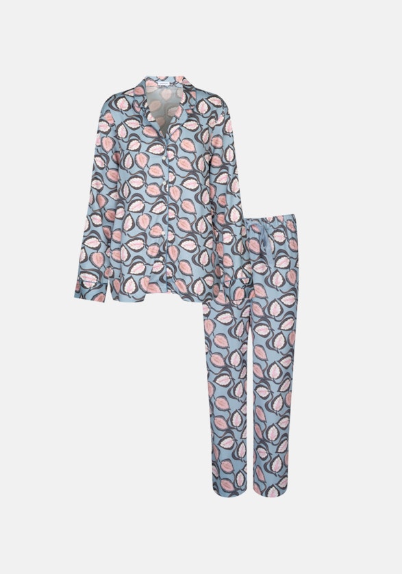 Pyjama Gerader Schnitt (Normal-Fit) Manchon 3/4 À Revers in Bleu Clair |  Seidensticker Onlineshop