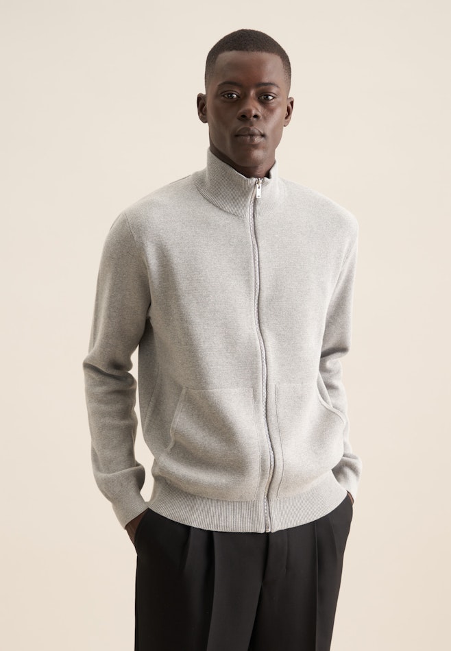 Regular Strick-Jacke Uni in Grau | Seidensticker Onlineshop