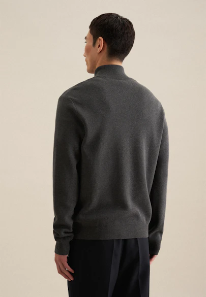 Stand-Up Collar Knitted jacket  , Uni in Grey |  Seidensticker Onlineshop